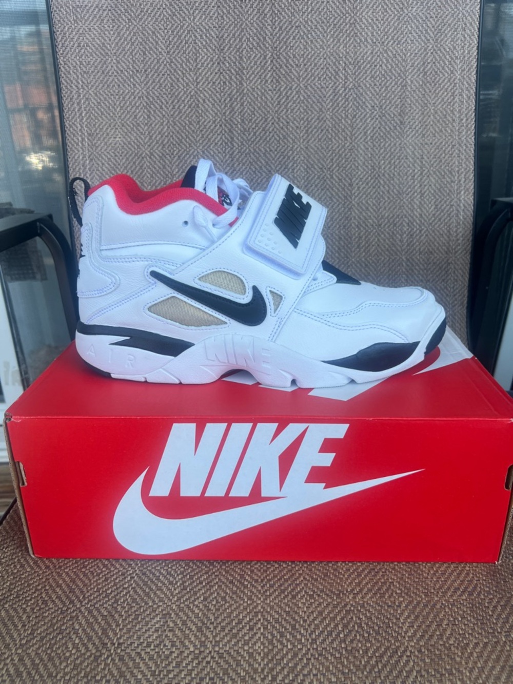 Nike Diamond Turf  Proto 92 White Black Red High-Top Strap Sneaker